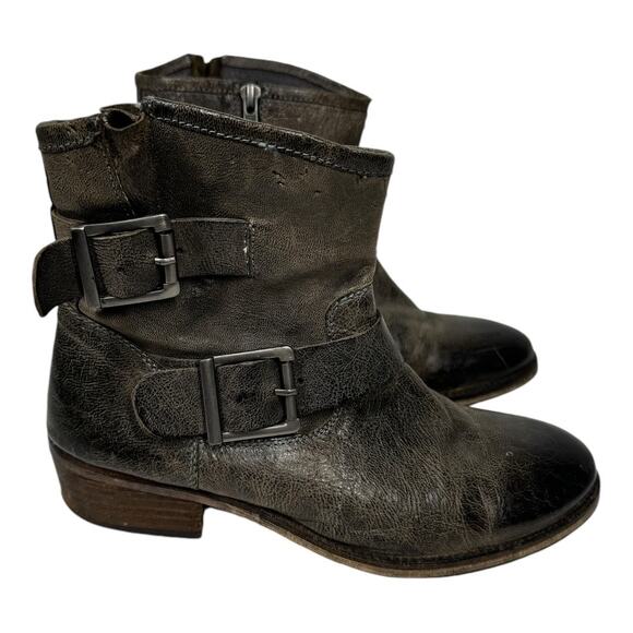 Seychelles Weekenders Distressed Leather Moto Boots 7.5 Brown Ankle Booties Edgy - Picture 3 of 10